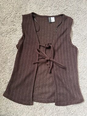 H&M Dark Brown Knit Tie-Front Sleeveless Top